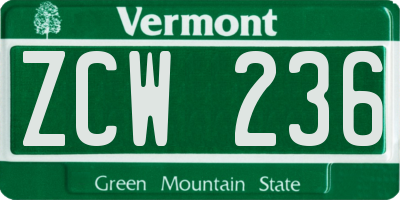 VT license plate ZCW236