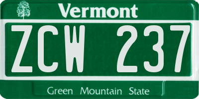 VT license plate ZCW237