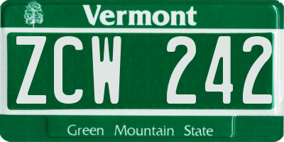 VT license plate ZCW242