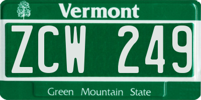 VT license plate ZCW249