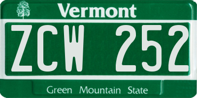 VT license plate ZCW252