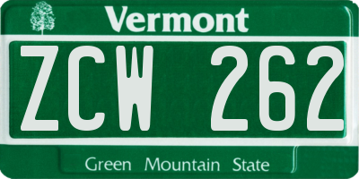VT license plate ZCW262