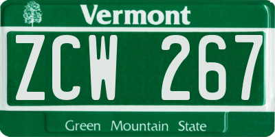 VT license plate ZCW267