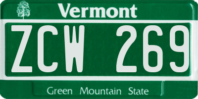 VT license plate ZCW269