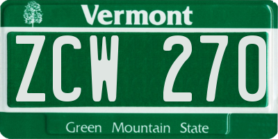 VT license plate ZCW270