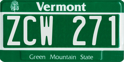 VT license plate ZCW271
