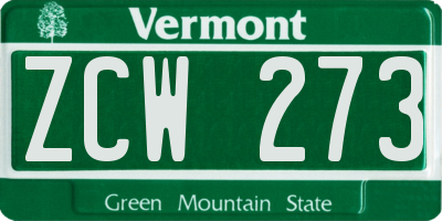 VT license plate ZCW273