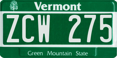VT license plate ZCW275