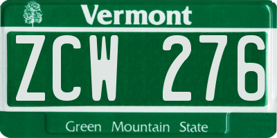 VT license plate ZCW276