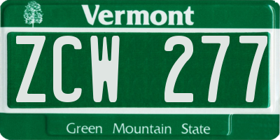 VT license plate ZCW277