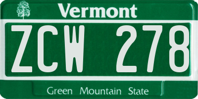VT license plate ZCW278