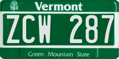 VT license plate ZCW287