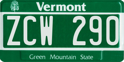 VT license plate ZCW290