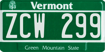 VT license plate ZCW299