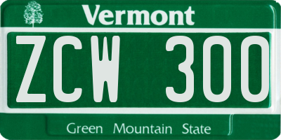 VT license plate ZCW300