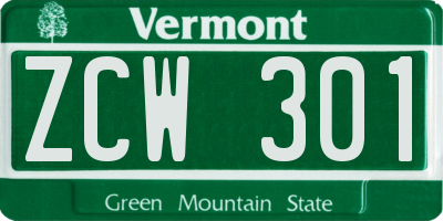VT license plate ZCW301