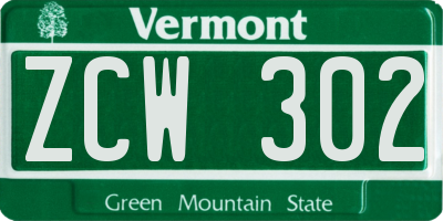 VT license plate ZCW302