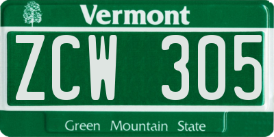 VT license plate ZCW305