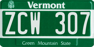 VT license plate ZCW307