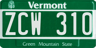 VT license plate ZCW310