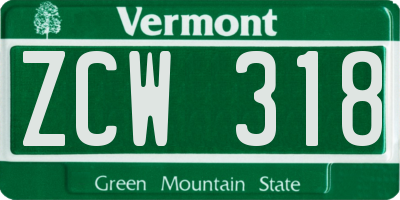 VT license plate ZCW318