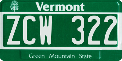 VT license plate ZCW322