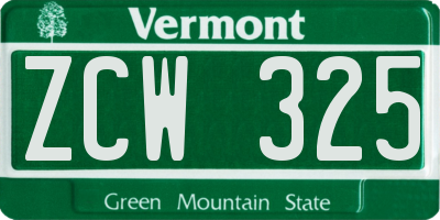 VT license plate ZCW325