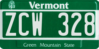 VT license plate ZCW328