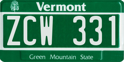 VT license plate ZCW331