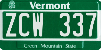 VT license plate ZCW337
