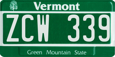 VT license plate ZCW339