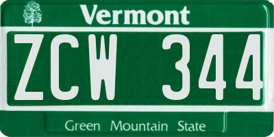 VT license plate ZCW344