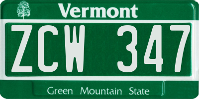 VT license plate ZCW347