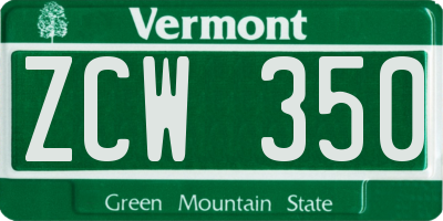 VT license plate ZCW350