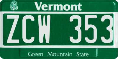 VT license plate ZCW353