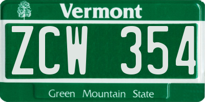 VT license plate ZCW354
