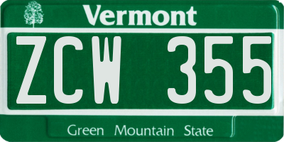 VT license plate ZCW355