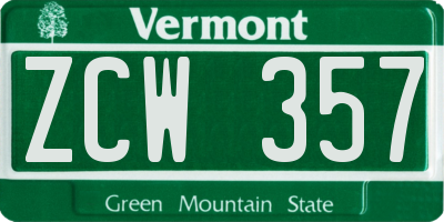 VT license plate ZCW357
