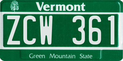 VT license plate ZCW361