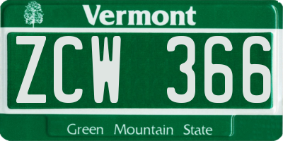 VT license plate ZCW366