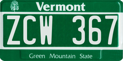 VT license plate ZCW367