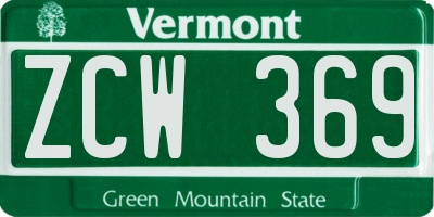 VT license plate ZCW369