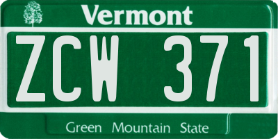 VT license plate ZCW371