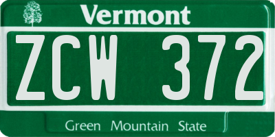 VT license plate ZCW372