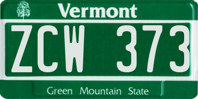 VT license plate ZCW373