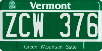 VT license plate ZCW376