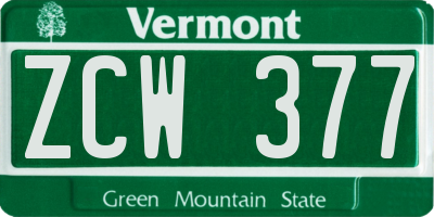 VT license plate ZCW377