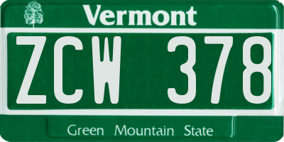 VT license plate ZCW378