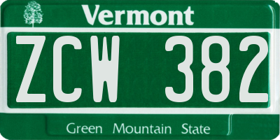 VT license plate ZCW382
