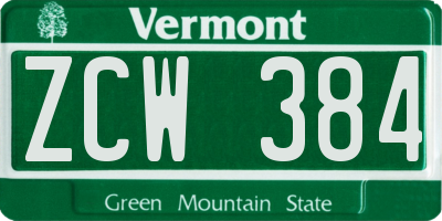 VT license plate ZCW384